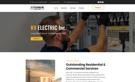 KV Electric : Responsive, content-enhanced website for a reputable Electrical Company - based in Long Island, NY.