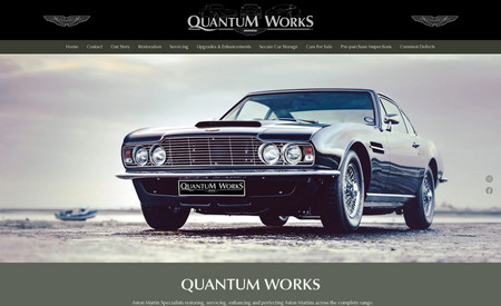 Quantum Works: Web Design - Classic Web Design. A prestige garage service offering full care packages across the Aston Martin range plus full renovations for sale.