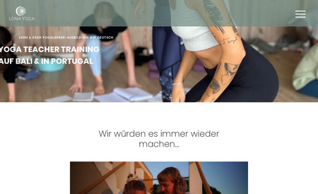 Yoga - Bali & Portugal: Webseitenkontept erstellt, Webseite realisiert, Bildbearbeitung, Texterstellung, SEO Optimierung