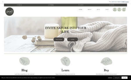 Pod Aromatics: Building a site with customer My Account area for an aromatherapy business. 