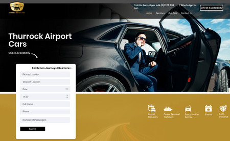 Executive Car Service Website: We created the logo, website and copy for this executive car service.  This client received enquiries from ranking on Google the day after going live. This website contains Velo code for a customised booking experience.