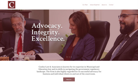 Conley Law: This modern and professional website was designed to cater to the rebranding of an established law firm. 