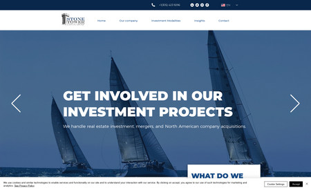 Stone Tower Group: Access to international private banking
Loans for real estate investments
Investor visa advice
Corporate factoring solutions
Mergers and acquisitions in the United States.