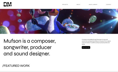 Dan Mufson: Portfolio Website for a music producer. Institucional web design, classic website.