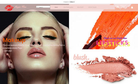 Kiss and Makeup: ~ Beauty of a Website; created on Editor X. | 20210602

• eCommerce 
• Fashion  
• Beauty 
• Makeup / Cosmetics 
• Style