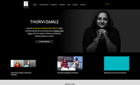 Thorvi Damle : This website is using Wix classic editor. The website showcases Thorvi a famous Tarot reader. Website connects the blog, forms and other CTA's also 